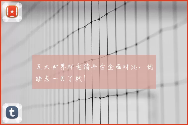 五大世界杯竞猜平台全面对比,优缺点一目了然!